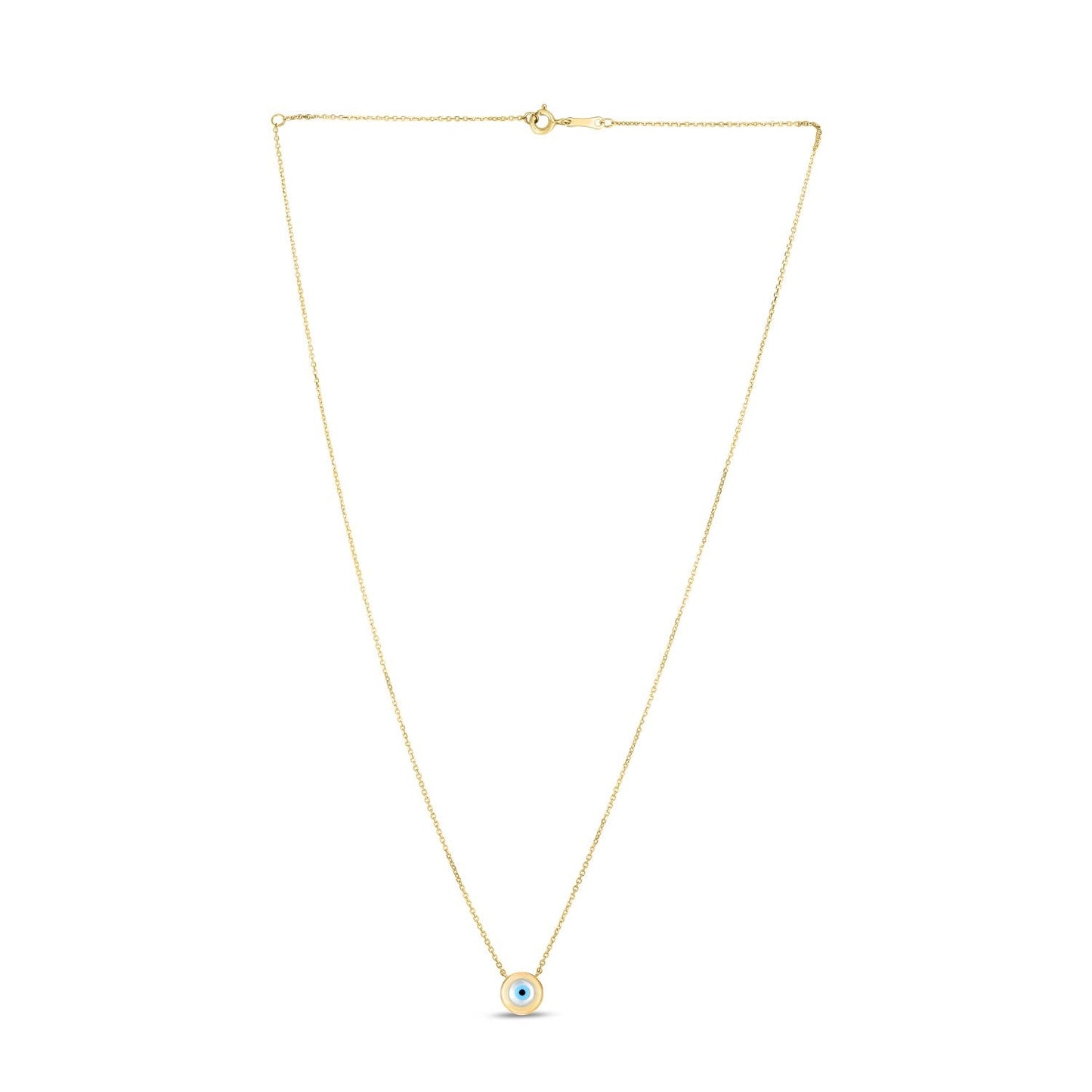 14k Yellow Gold Mother of Pearl Evil Eye Necklace