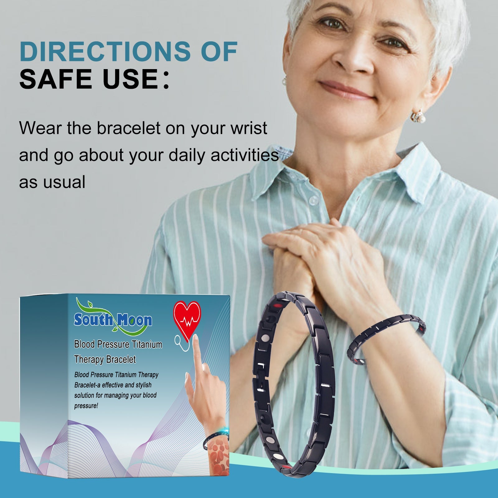 Blood Pressure Titanium Therapy Bracelet, Lightheadedness Relief Body Discomfort Capsule Body Care Bracelet - Korvel
