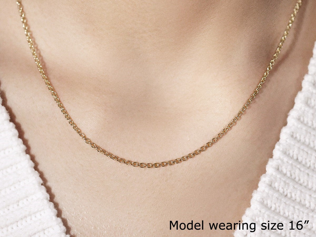 14k Yellow Gold Round Cable Link Chain - 1.9mm