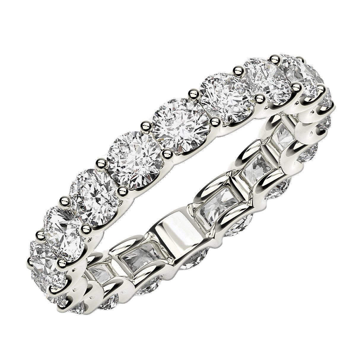 Anillo Eternidad de Diamante Creado en Laboratorio Corte Redondo en Oro Blanco de 14k