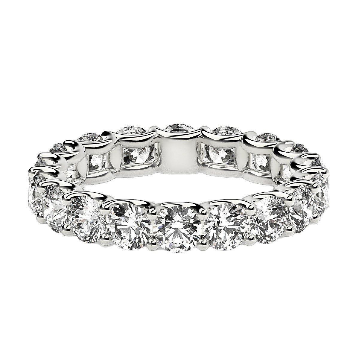 Anillo Eternidad de Diamante Creado en Laboratorio Corte Redondo en Oro Blanco de 14k