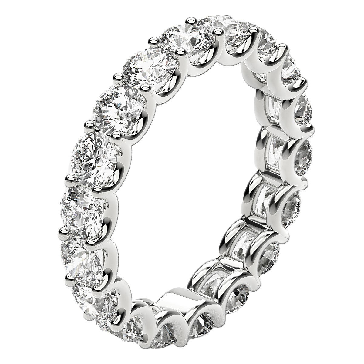 Anillo Eternidad de Diamante Creado en Laboratorio Corte Redondo en Oro Blanco de 14k