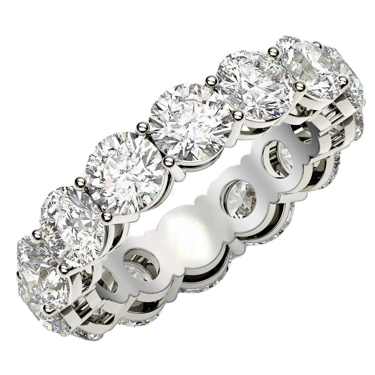 Bague d'éternité en diamant lab grown taille ronde en or blanc 14k