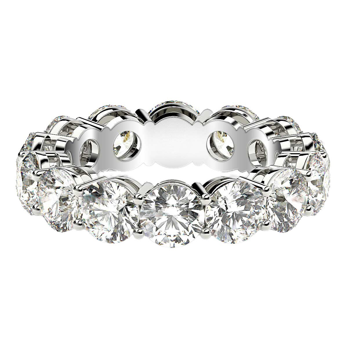 Bague d'éternité en diamant lab grown taille ronde en or blanc 14k