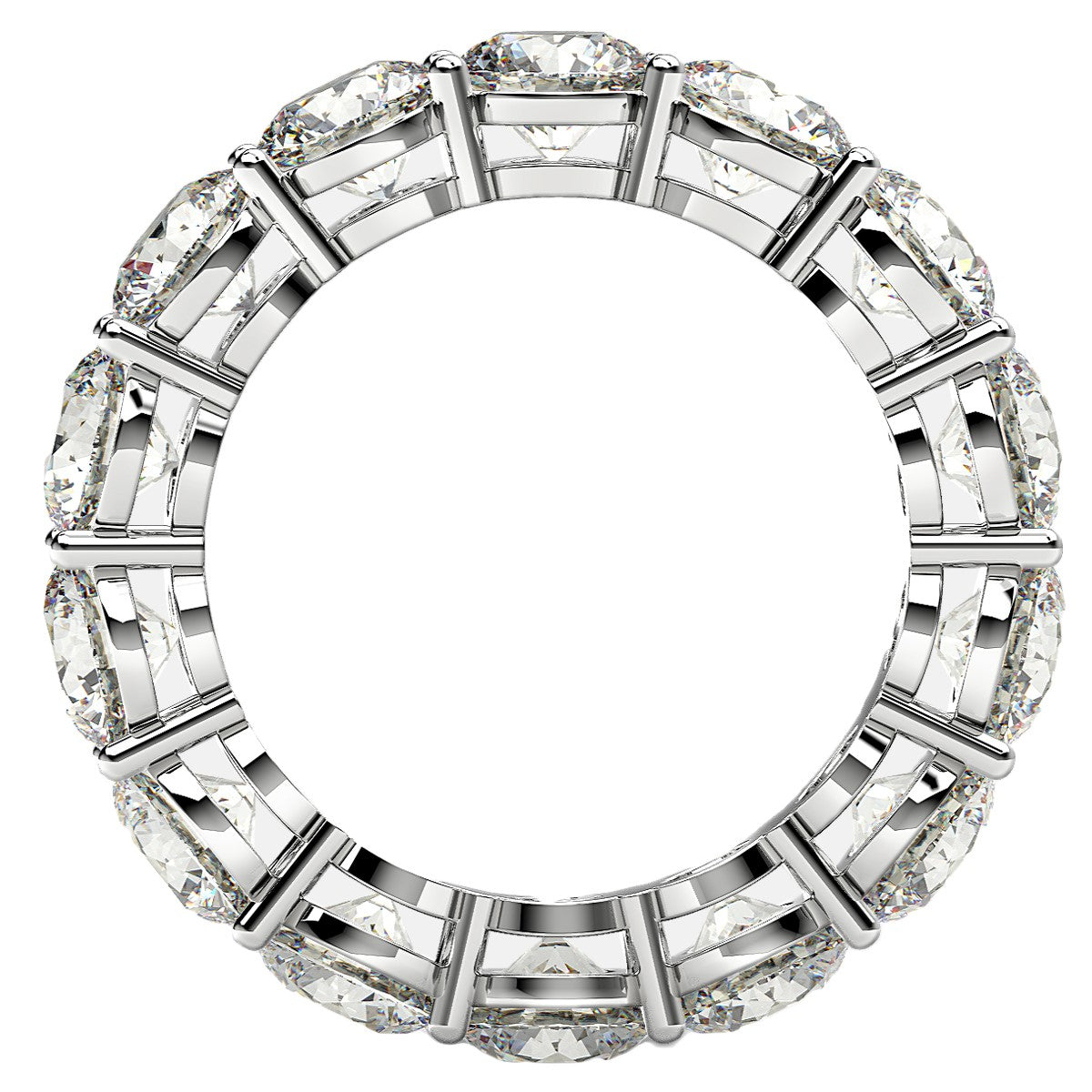 Bague d'éternité en diamant lab grown taille ronde en or blanc 14k