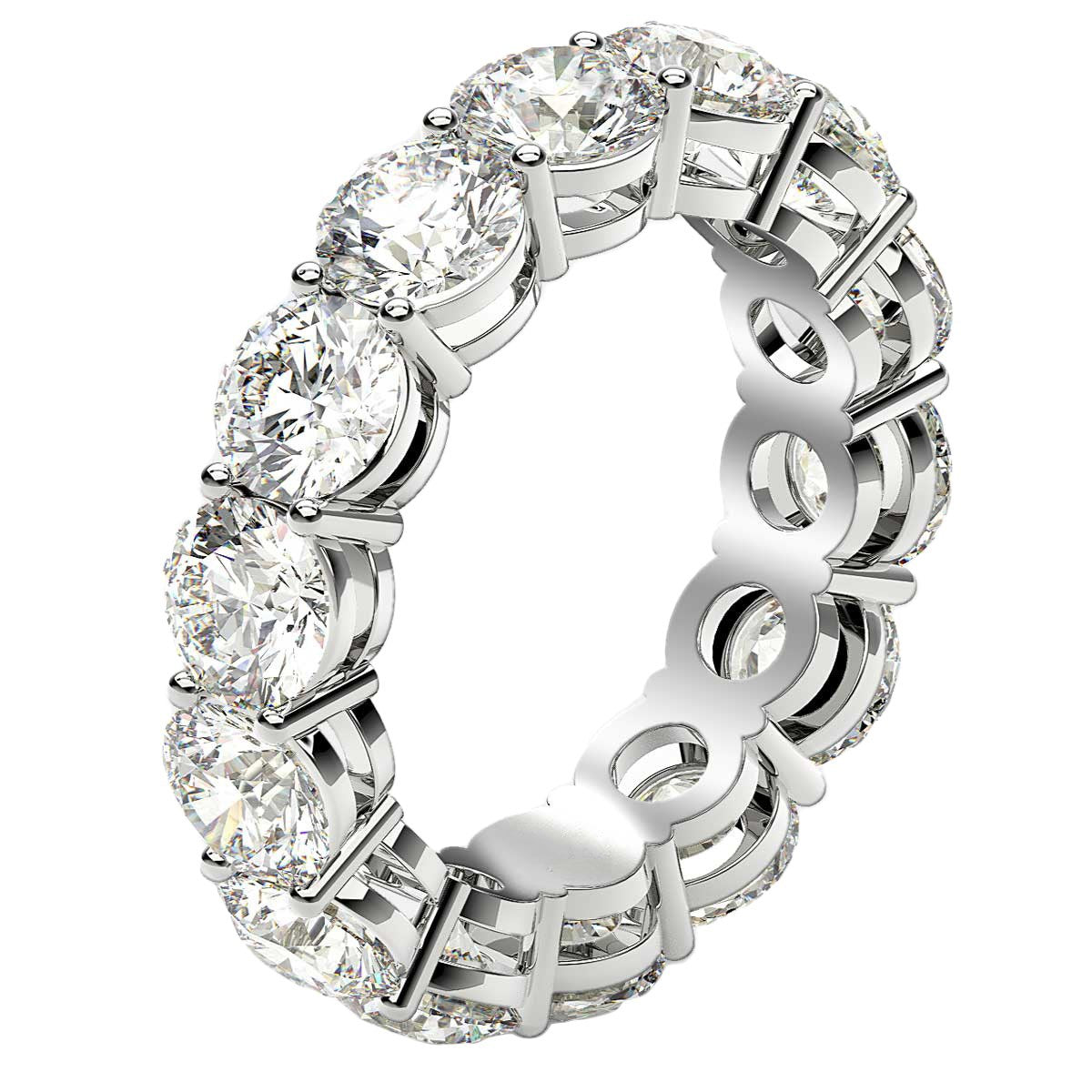 Bague d'éternité en diamant lab grown taille ronde en or blanc 14k