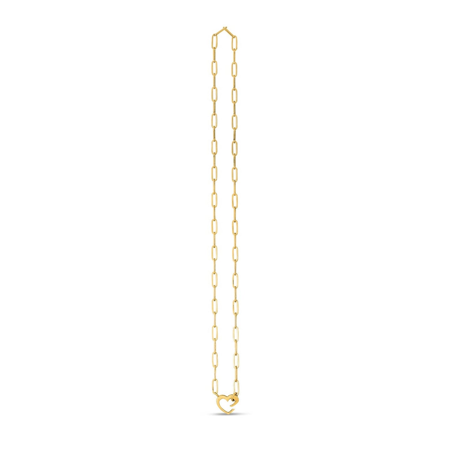 Collar de eslabones de papel con elemento en forma de corazón de oro amarillo de 14k