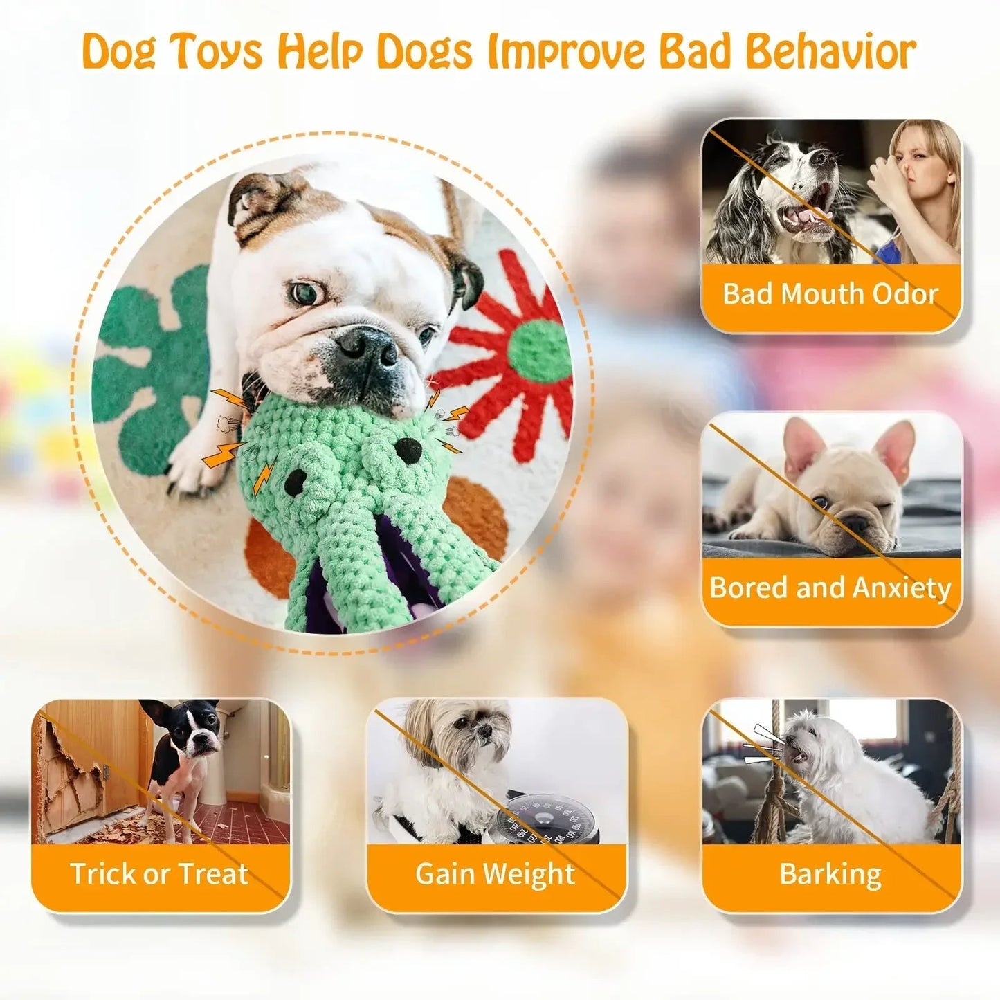 Interactive Plush Octopus Dog Toy for Chewing and Play