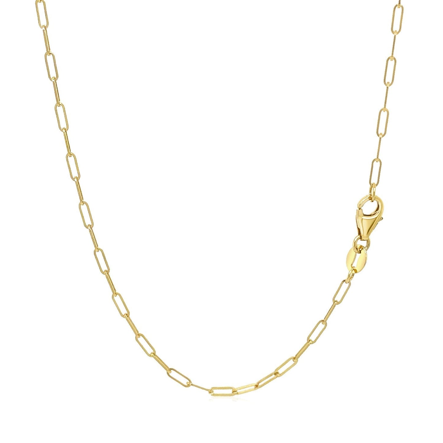 18K Yellow Gold Fine Paperclip Chain Necklace