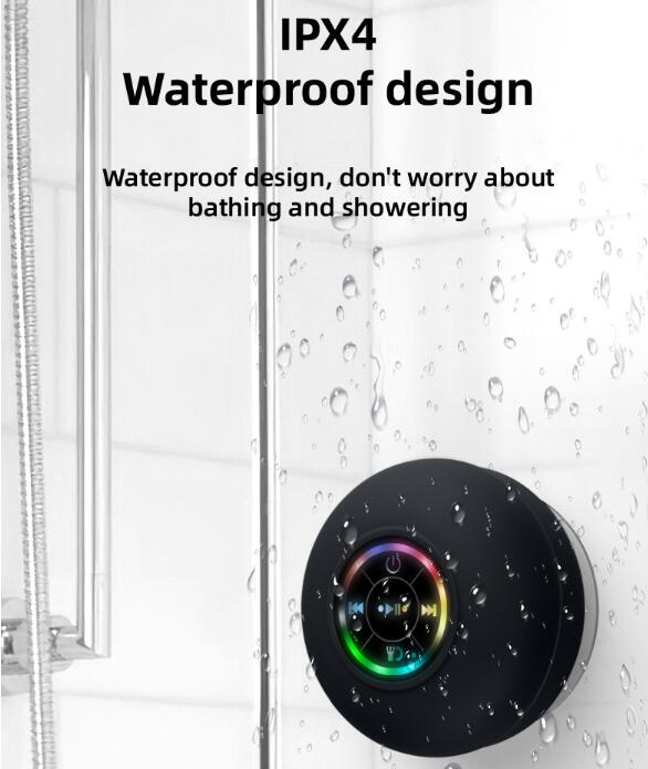 Large suction cup waterproof Bluetooth speaker LED light emitting waterproof bathroom Bluetooth speaker portable Bluetooth speaker - Korvel