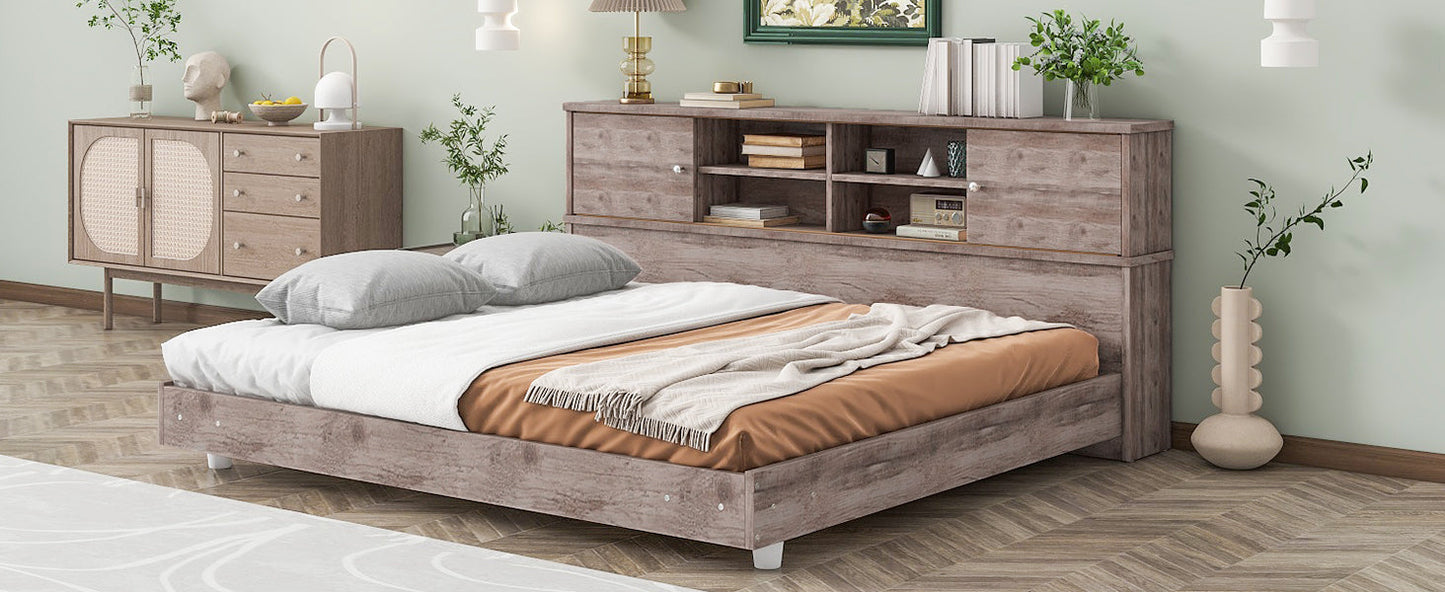 Full Size Daybed Frame with Storage Bookcases Wood Light Oak - Korvel