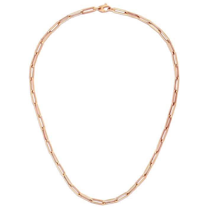 14K Rose Gold Bold Paperclip Chain Necklace