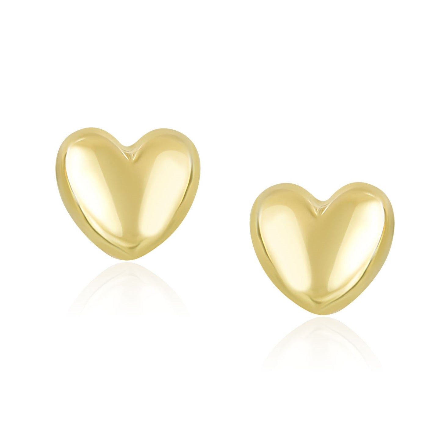 14k Yellow Gold Puffed Heart Shape Earrings