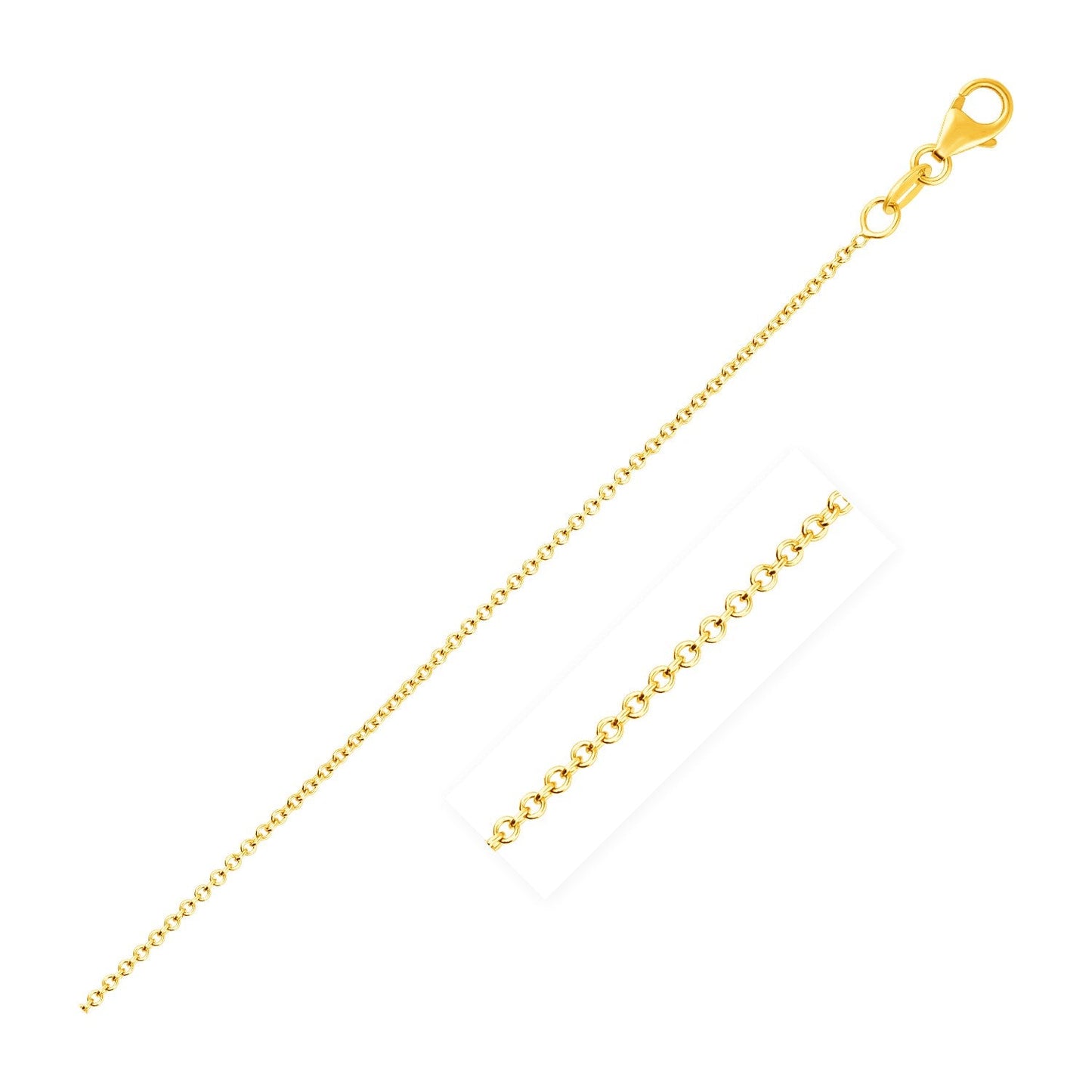 Cadena de eslabones redondos de cable de oro amarillo de 14k - 1.1mm
