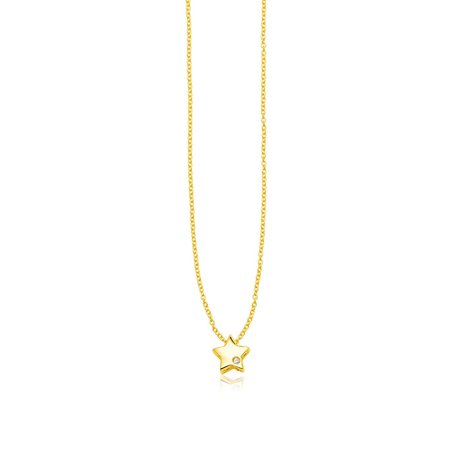 14k Yellow Gold Star Necklace with Diamond Accent