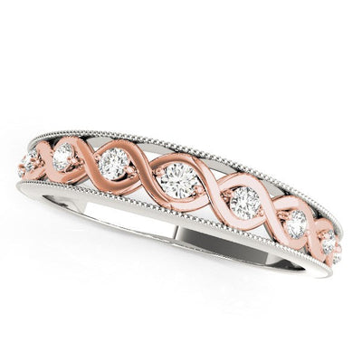 14k White and Rose Gold Infinity Diamond Wedding Band
