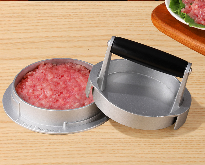 DIY rotary meat patty press three in one adjustable household aluminum alloy hamburger meat press mold manual - Korvel