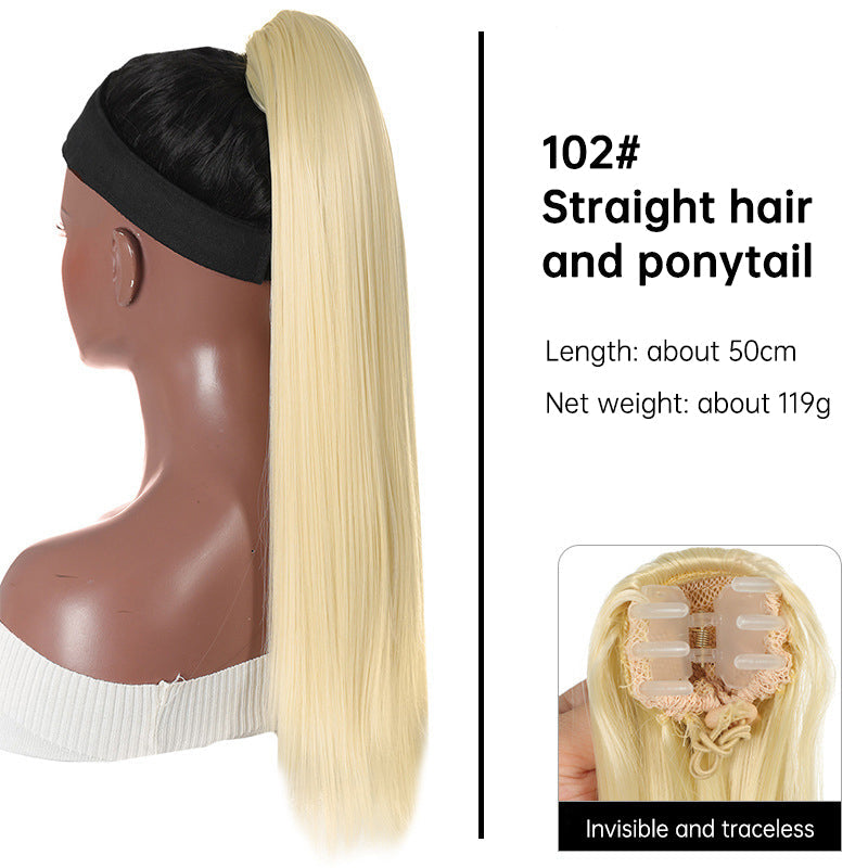 Grab clip ponytail wig female straight hair ponytail mini small grab clip ponytail long straight hair chemical fiber wig high ponytail - Korvel