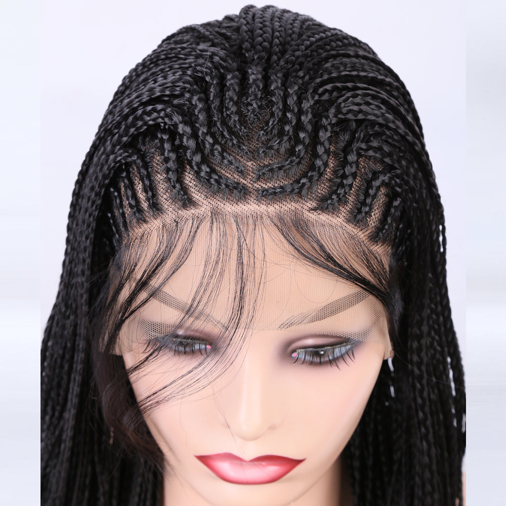 Braided Wigs Three Strand Lotus Dreadlocks Women's Chemical Fiber Front Lace Wig Headgear Lace Wigs - Korvel