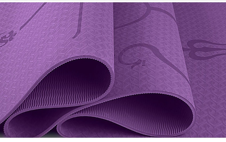 1830*610*6mm TPE Yoga Mat with Position Line Non Slip Carpet Mat For Beginner Environmental Fitness Gymnastics Mats - Korvel