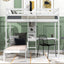 Convertible Loft Bed with L-Shape Desk, Twin Bunk Bed with Shelves and Ladder White - Korvel