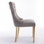 Tufted solid wood velvet cushioned dining chair, gold-plated stainless steel nail leg heads, 2 pieces in gray and gold - Korvel