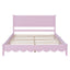 Queen Size Wood Platform Bed Frame, Retro Style Bed with Rectangular Headboard,No Need Box Spring,Pink - Korvel