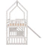 Twin over Twin House Bunk Bed with Convertible Slide,Storage Staircase,White - Korvel