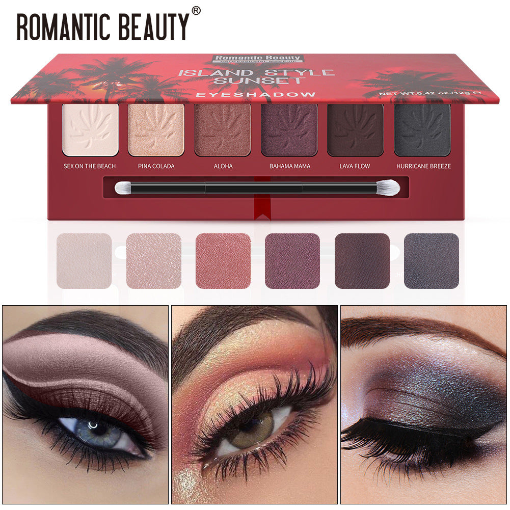 Paleta de Sombra de Ojos Mate Perlescente de 6 Colores de Romantic Beauty
