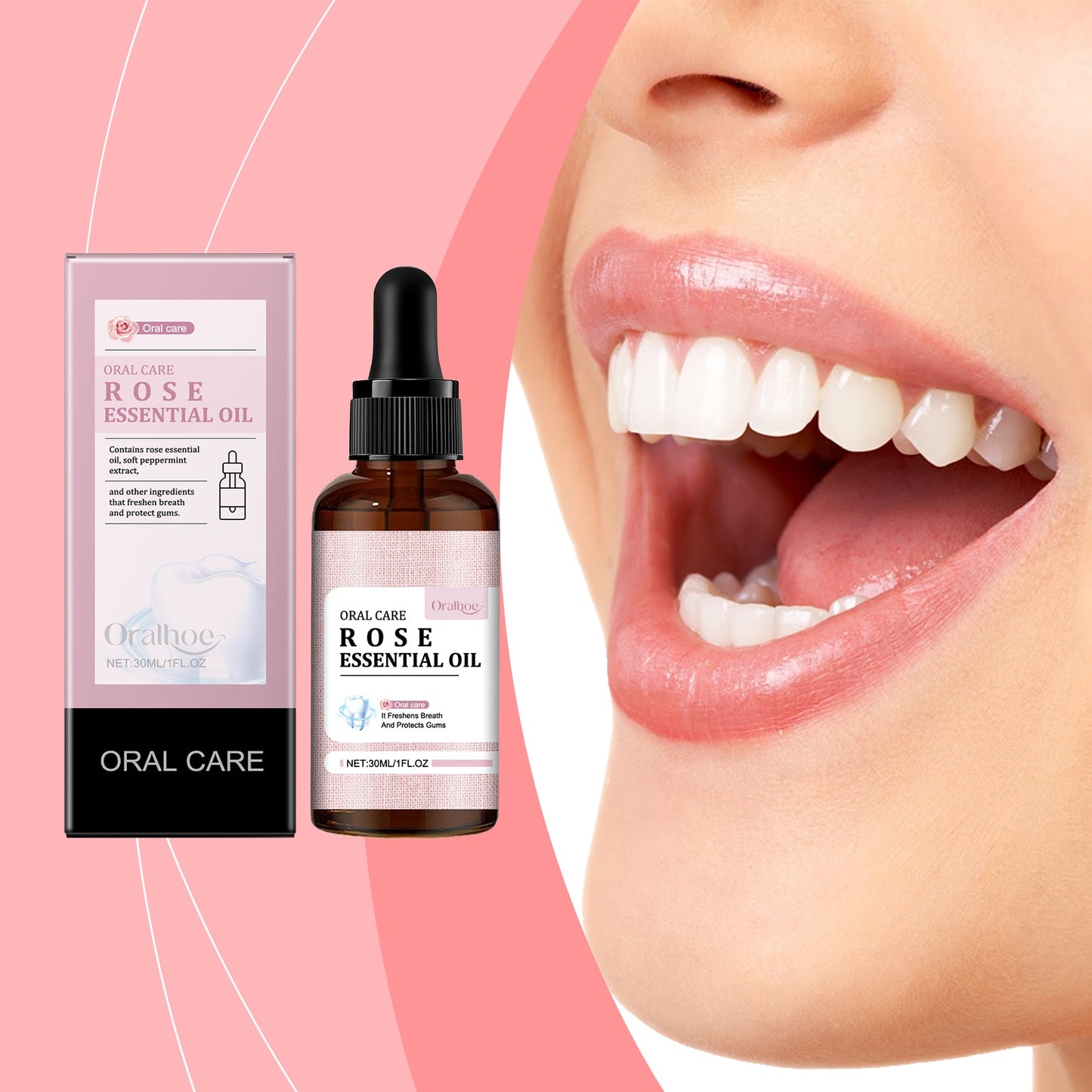 Mouth Rose Mouthwash Oral Hygiene Care Clean Tooth Stains, Gingiva And Freshen Breath - Korvel