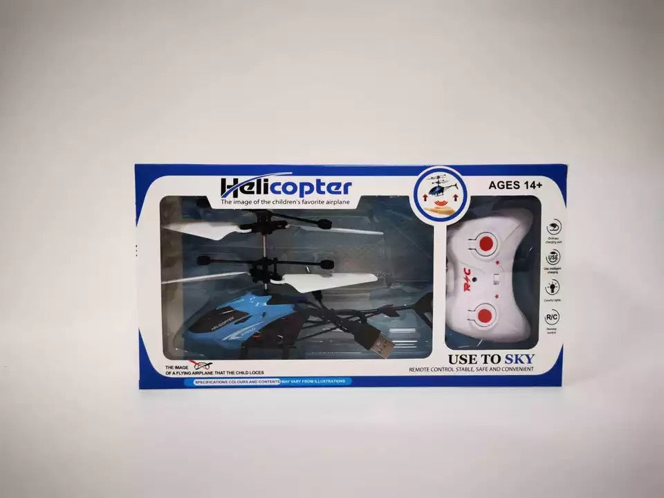 Remote controlled aircraft induction suspended two-way helicopter, drop resistant and playable, rechargeable flying stall toy with lights - Korvel
