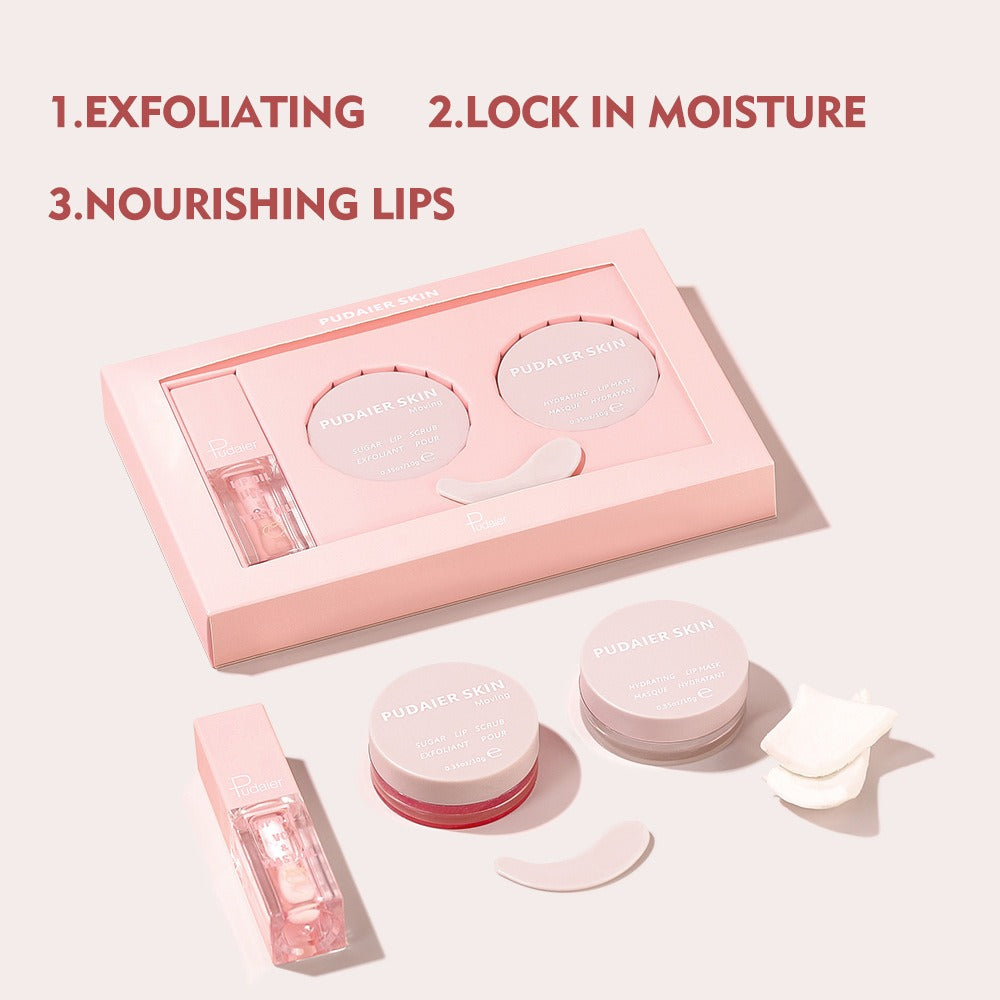 Pudaier Lip Care Set Exfoliating Lip Scrub Moisturizing Lip Mask Lip Oil Lipstick - Korvel