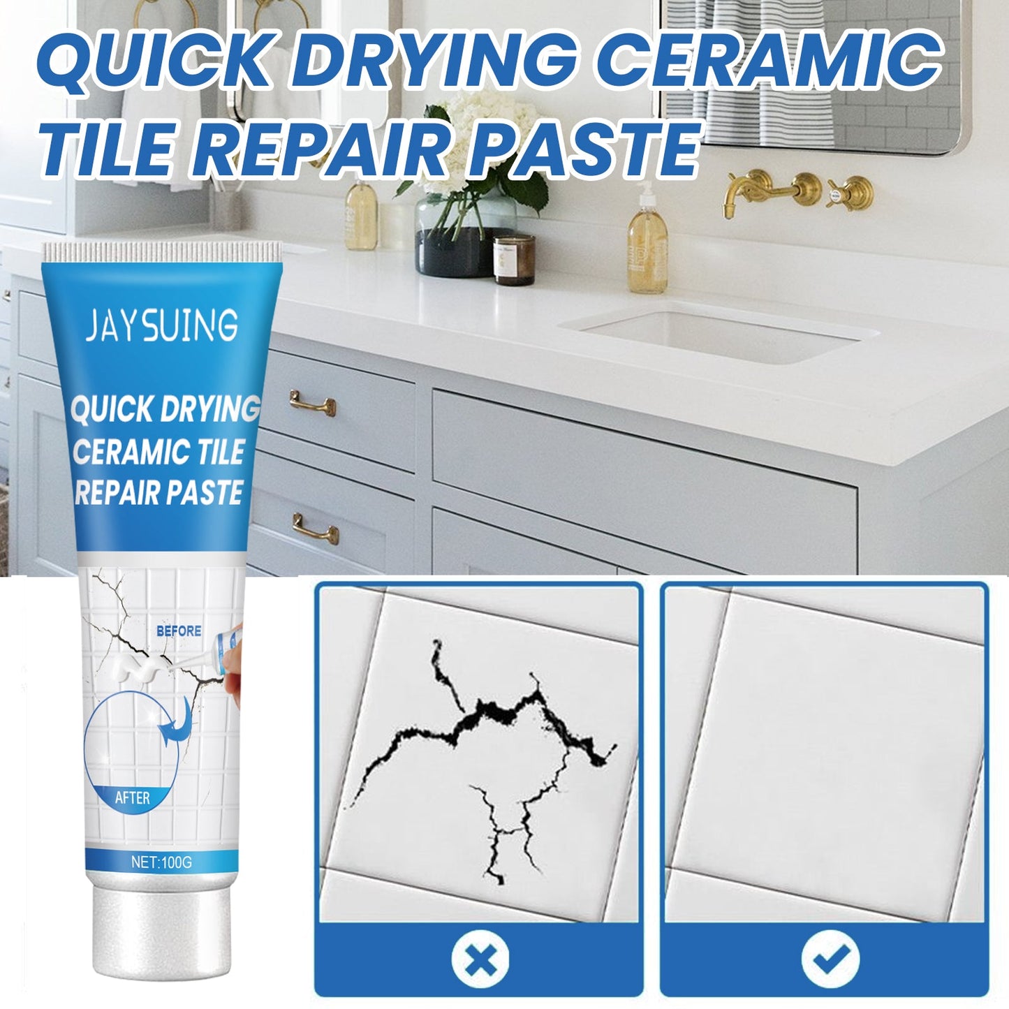 Premium Tile Repair Glue for Bathtubs and Floors