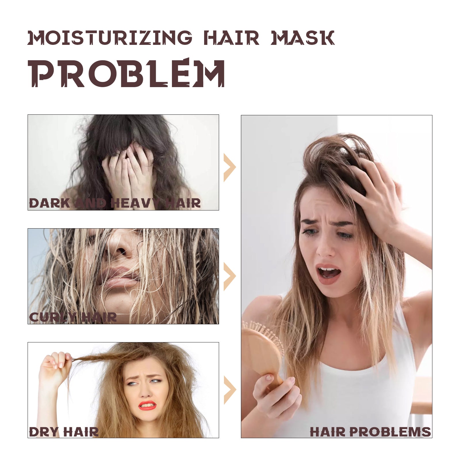 Moisturizing Hair Mask, Deep Nourishing Hair Repair Dry Hair Split End Smoothing Hair Mask - Korvel