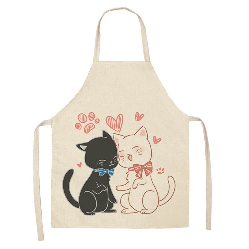 1Pcs Cotton and linen creative European and American cartoon cute cat apron - Korvel