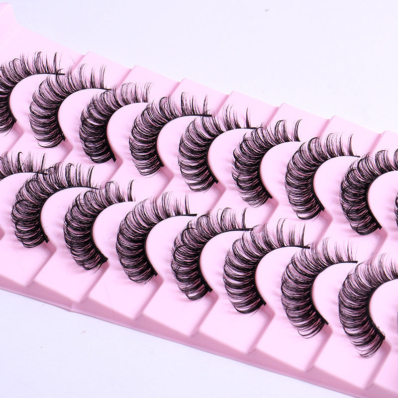 New DD Russian Large Roll Grafting Free False Eyelashes 10 Pairs Of Multi-Layer Thick Cross Mink Like Eyelashes - Korvel