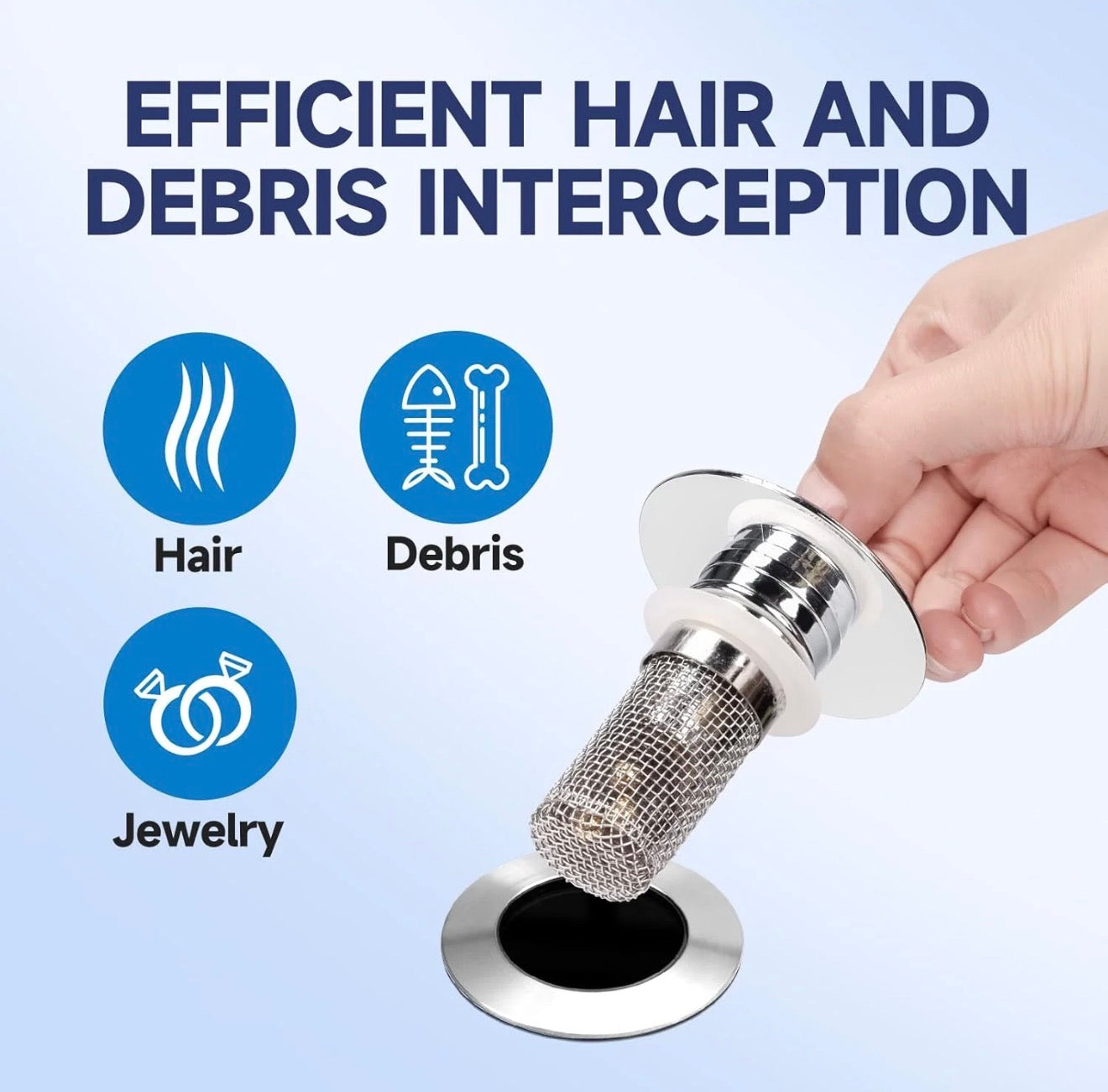DrainGuard Sink Stopper - 2-in-1 Drain Filter & Hair Catcher