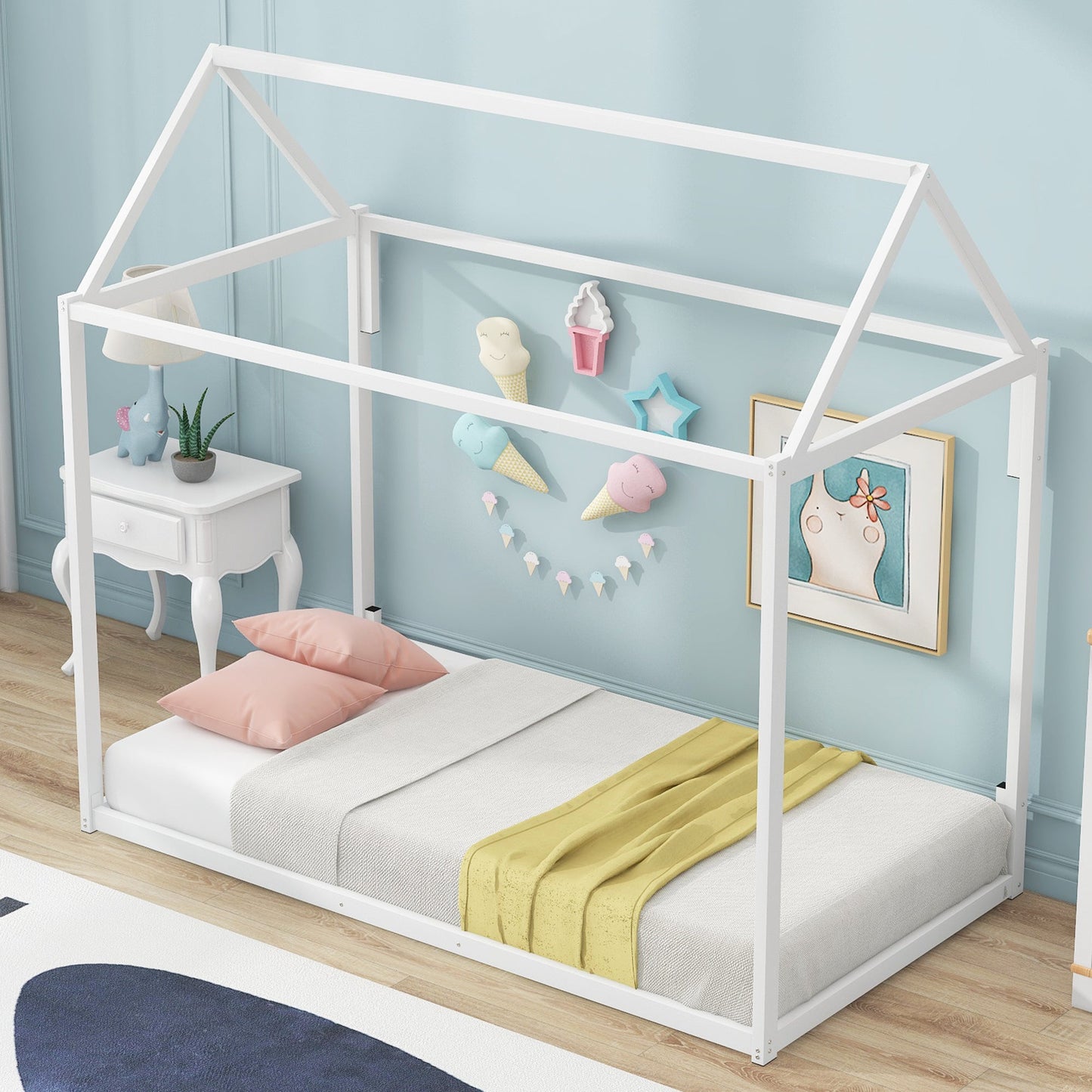 Metal House Shape Platform Bed - Twin