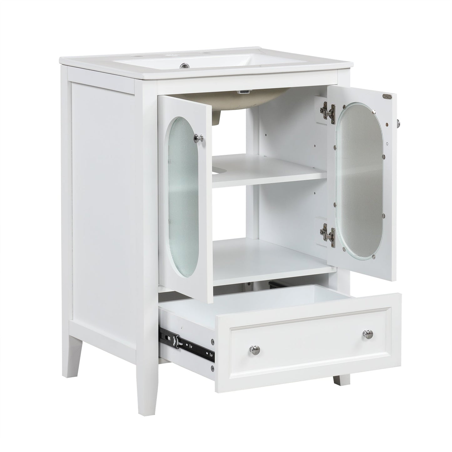 Meuble de salle de bain blanc de 24" avec lavabo et rangement