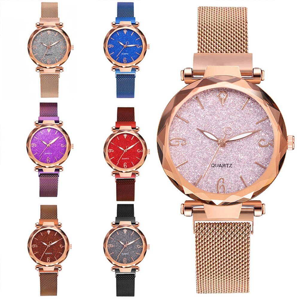 Rose Gold Women Watch Top Brand Luxury Magnetic Starry Sky Lady Wrist Watch Mesh Female Clock For Dropship relogio feminino - Korvel