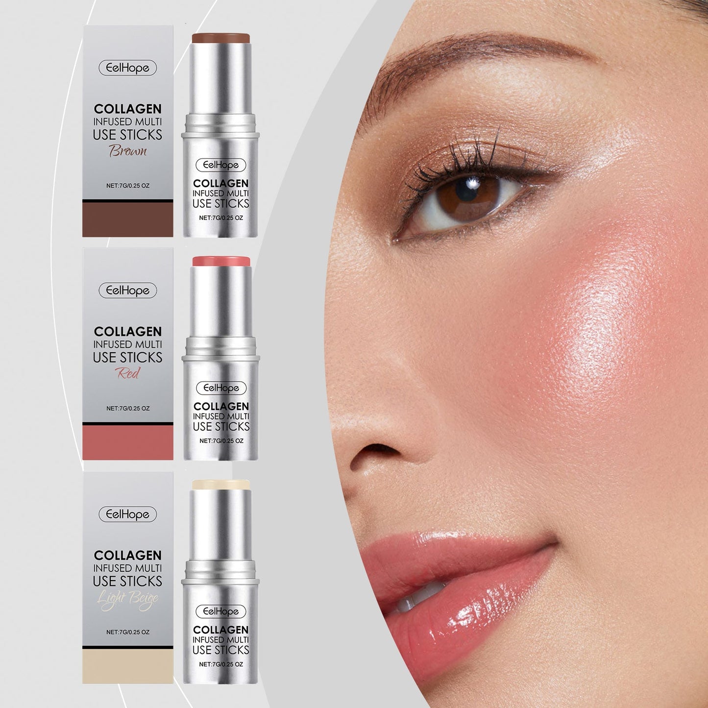 Premium Collagen Makeup Stick - Natural Multicolor Blush
