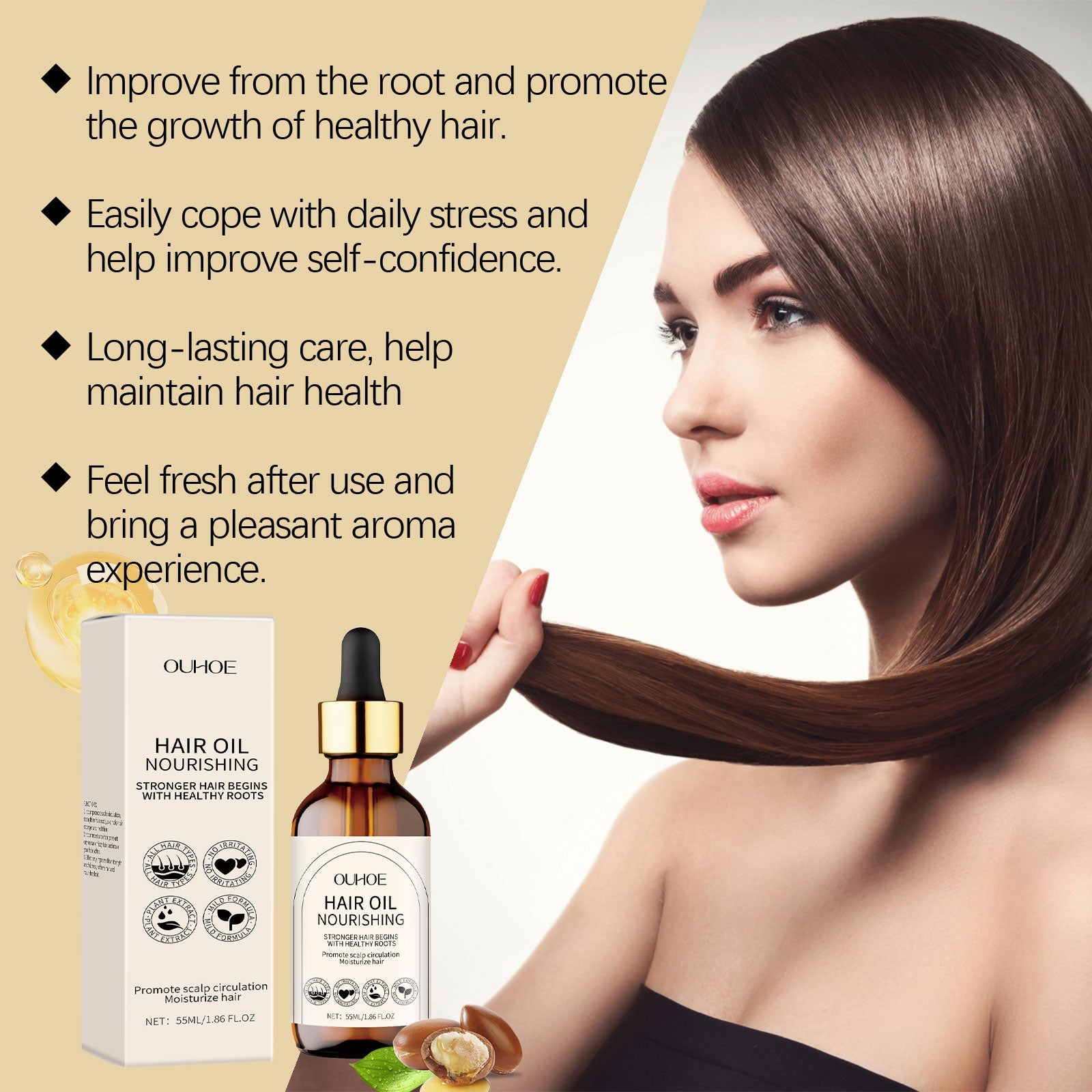 Hair Care Essential Oil Nourishes And Moisturizes Hair Care Supple Essence Improves Dry And Knotted Hair Care Essential Oil - Korvel