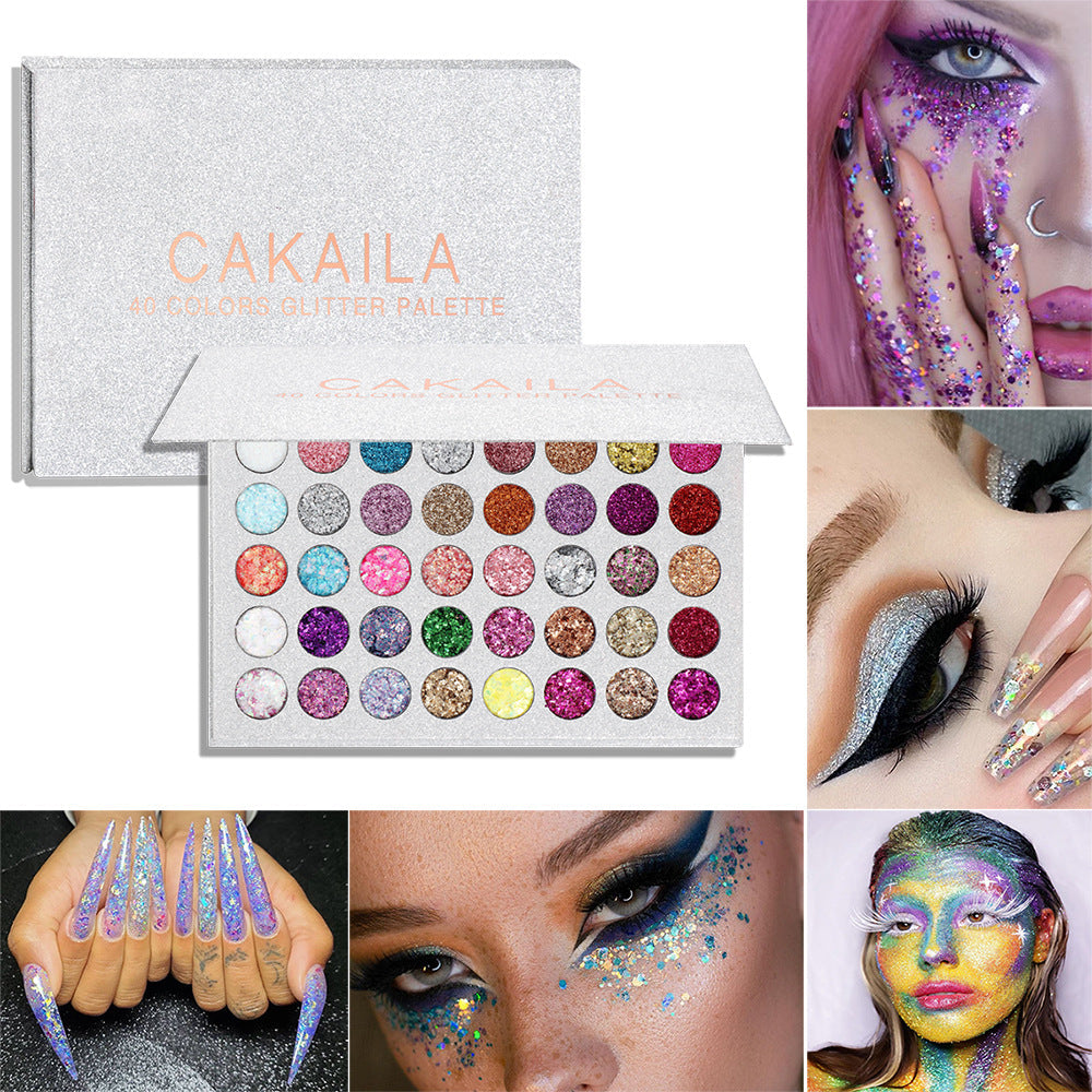 Palette de fards à paupières CAKAILA 40 couleurs - Paillettes dorées et teintes crémeuses