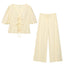 Elegant Solid Color Bubble Sleeve Blouse and Long Pants  Style Fashion Casual Loose Fit - Korvel
