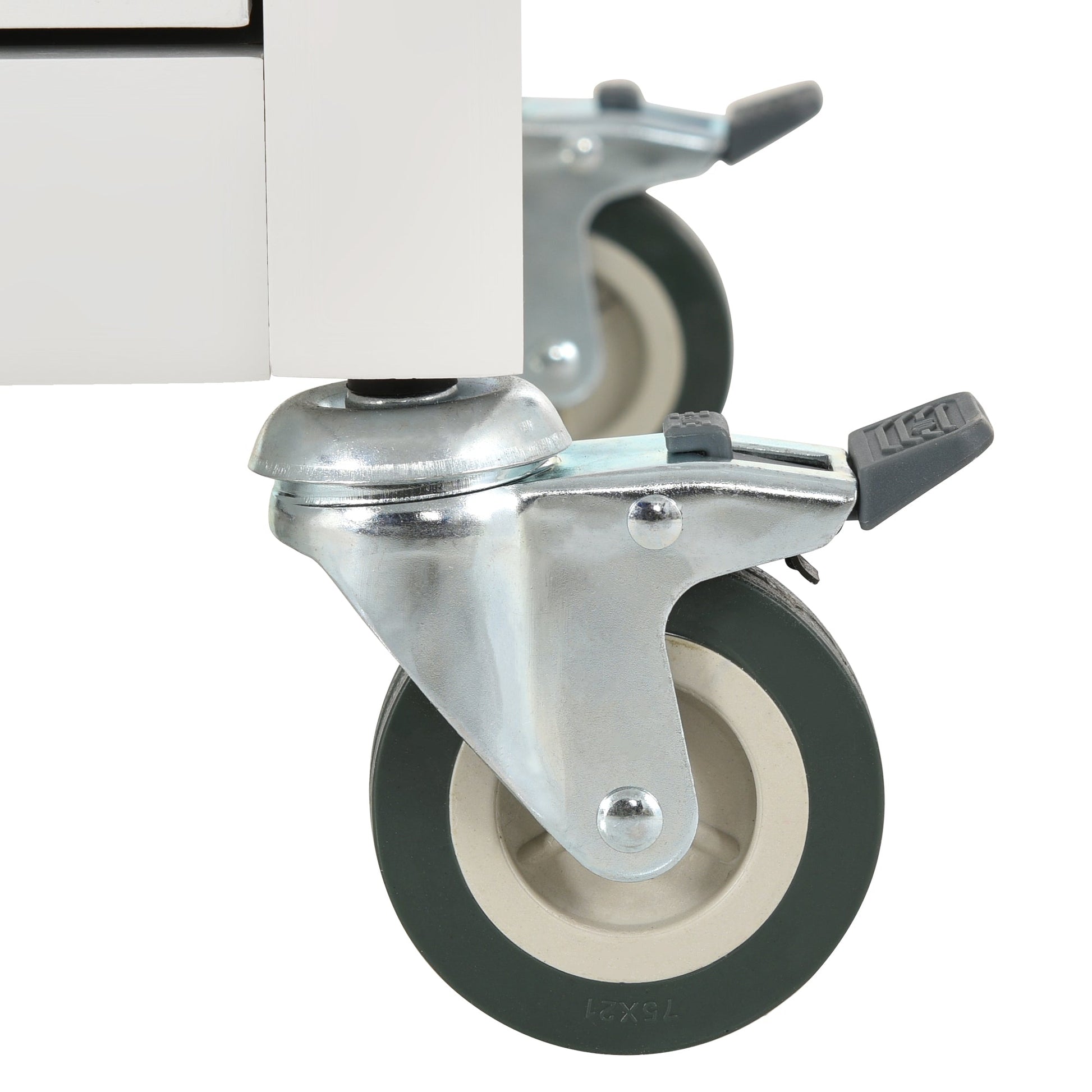 Kitchen Island Cart with Solid Wood Top and Locking Wheels 54.3 Inch Width  (White) - Korvel