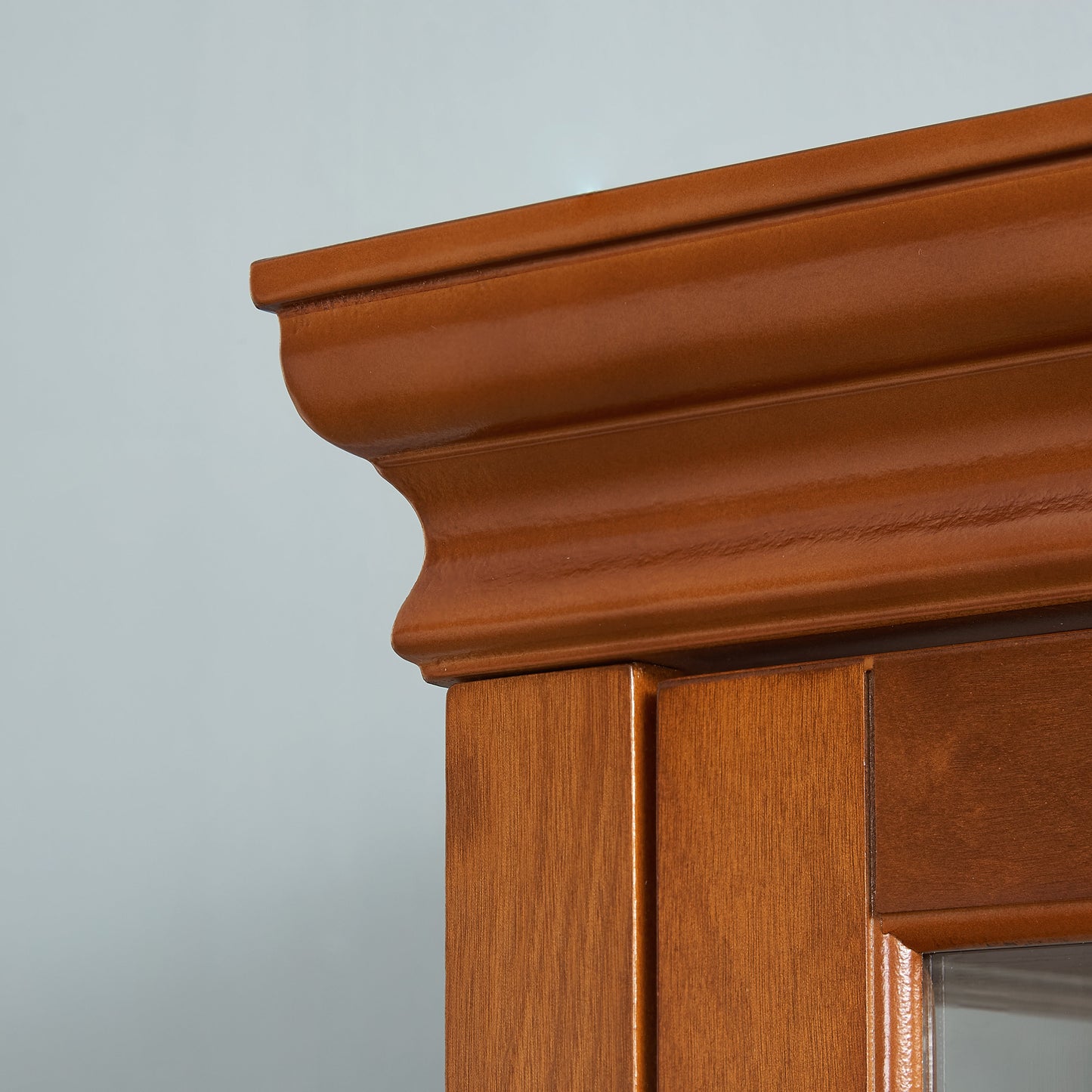 Elegant Walnut Lighting Curio Cabinet with Adjustable Shelves