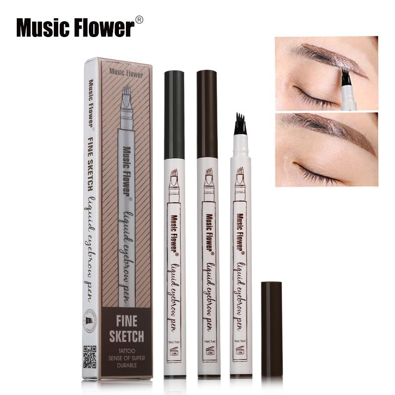 Music Flower Brand Makeup 3 Colors Fine Sketch Liquid Eyebrow Pen Waterproof Tattoo Super Durable Eye Brow - Korvel