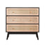 31.5 "3-Drawers Rattan Storage Cabinet Rattan Drawer,for Bedroom,Living Room,Natural drawer and black panel - Korvel