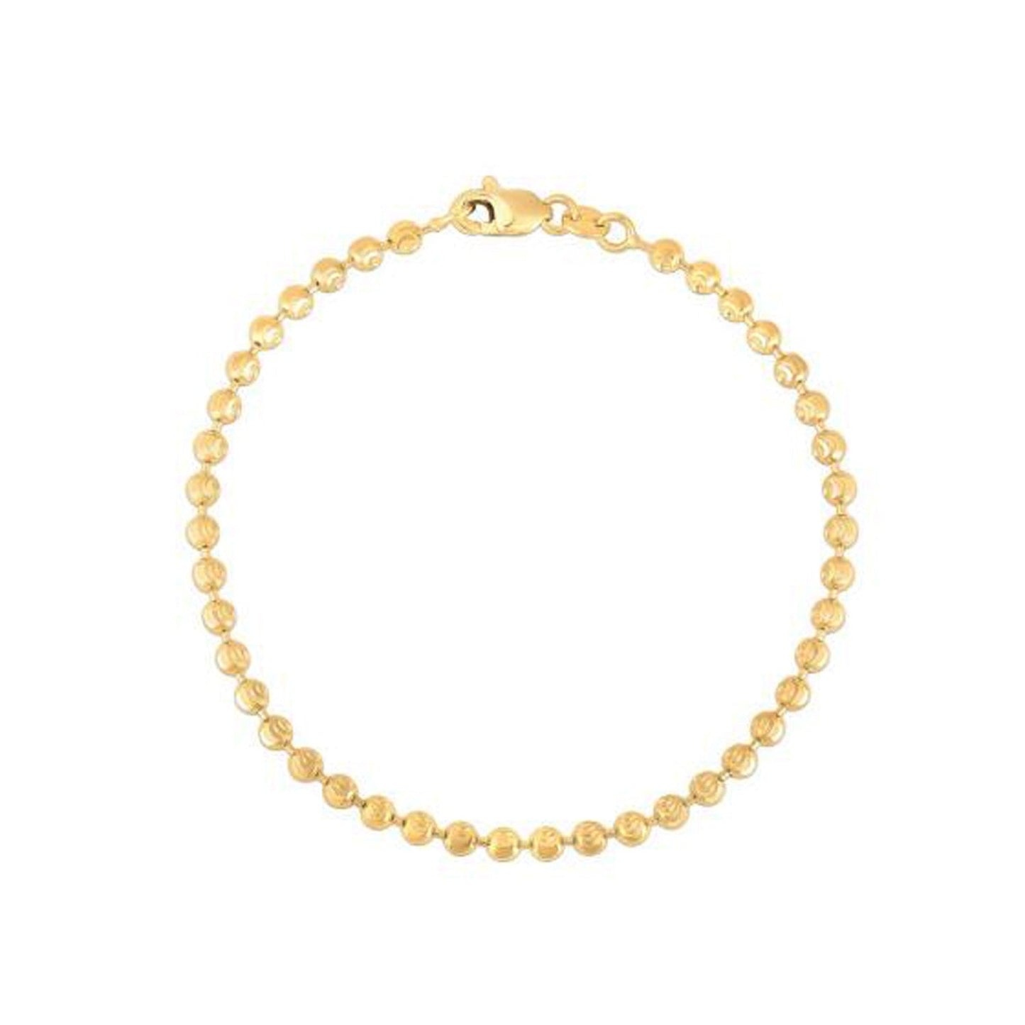 Bracelet en chaîne à perles coupées en forme de lune en or jaune 14 carats