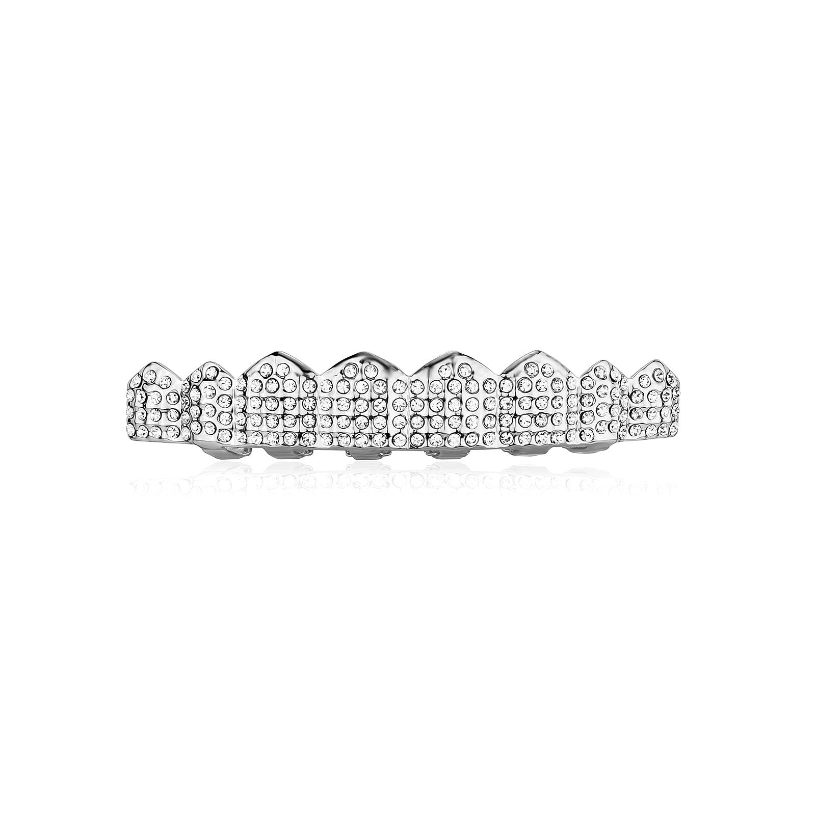 Real gold electroplated gold tooth set eight tooth full diamond hip hop tooth set tee grills - Korvel